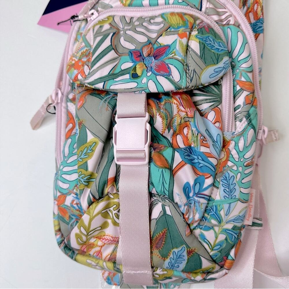 NWT Vera Bradley Women's Cotton Utility Sling Backpack, Rain Forest Canopy - Picture 13 of 14